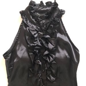 "Twenty one" black silky sleeveless top with ruffles